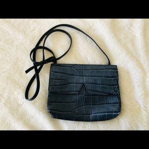 Vince Leather Crossbody Bag Navy Blue